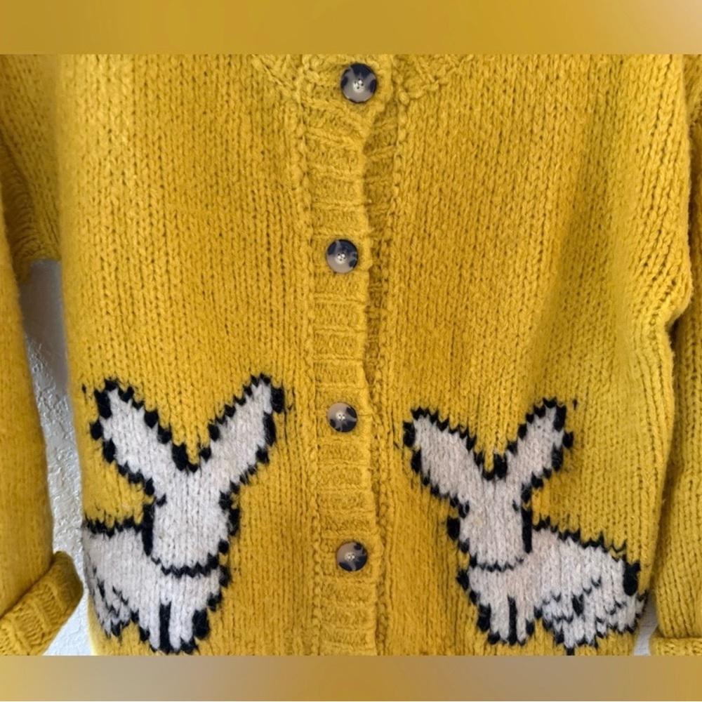 Yellow Maeve Bunny Cardigan Sweater - Picture 4 of 5